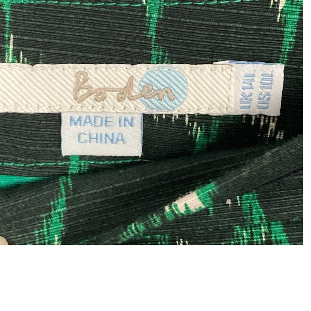 BODEN Modern Pencil Skirt Animal Print Black Kelly Green Knee Skirt sz 10L Tall - Picture 6 of 13